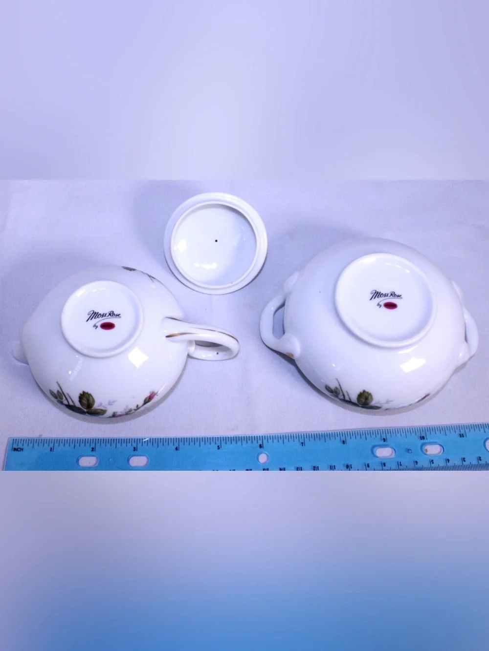 Vintage Sango Japan Moss Rose Porcelain Creamer and Lidded Sugar Set - Gold Trim